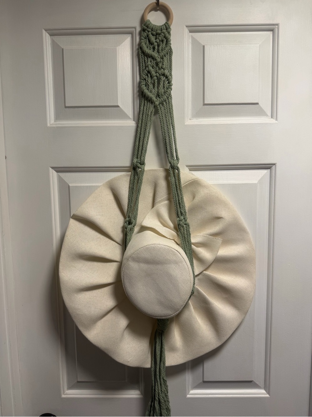 Macrame hat holder